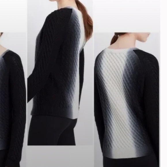 Vince Ombré Dip Dye Cableknit Cashmere Wool Sweater - Picture 2 of 8